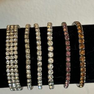 Rhinestone Stretch Bracelet Bundle, 6 Bracelets